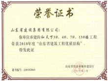 和天下3#、4#、7#、13#樓獲2018年度“山東省建筑工程優(yōu)質(zhì)結(jié)構(gòu)”